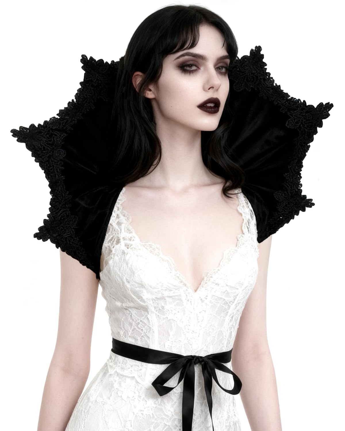 keland Collare Vittoriano Velluto Girocollo Gotico Donne Halloween Vampiro Cosplay (X-Nero)