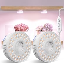 Barrina OG09 Puck Grow Light, 18W, Pinkish White, Timer, 2 Packs