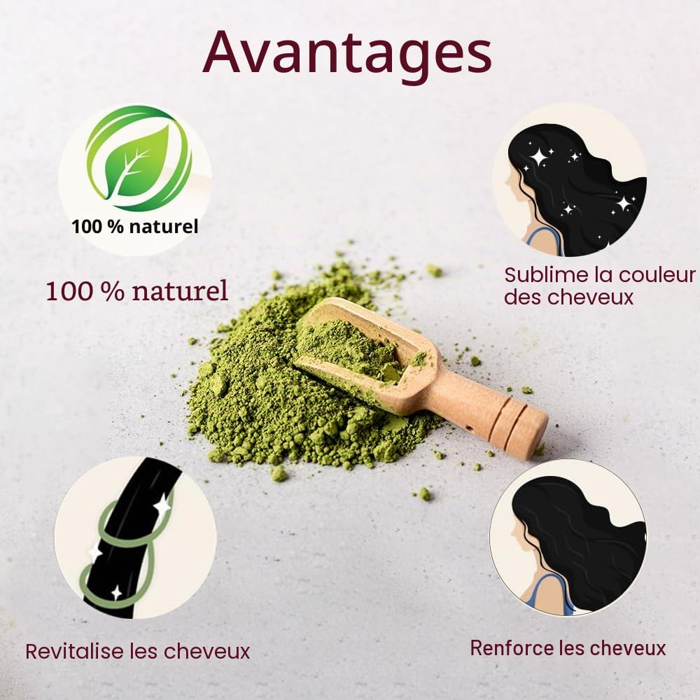 Lot de 3 colorations pour cheveux au henné, en poudre - Auburn - 100 g