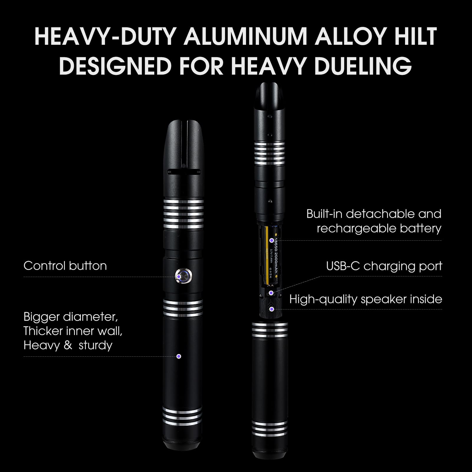 AthlChamp Heavy Dueling Lightsaber for Adults Dueling Light Saber with Heavy Duty Metal Hilt & Thick Blade & 16 Sound Effects & 12 RGB Colors - Image 4