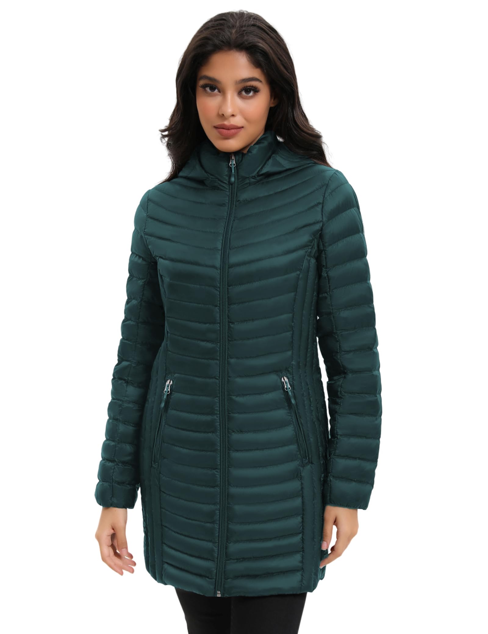 Lightweight Down Coat Puffer Jacket for Women with Hood