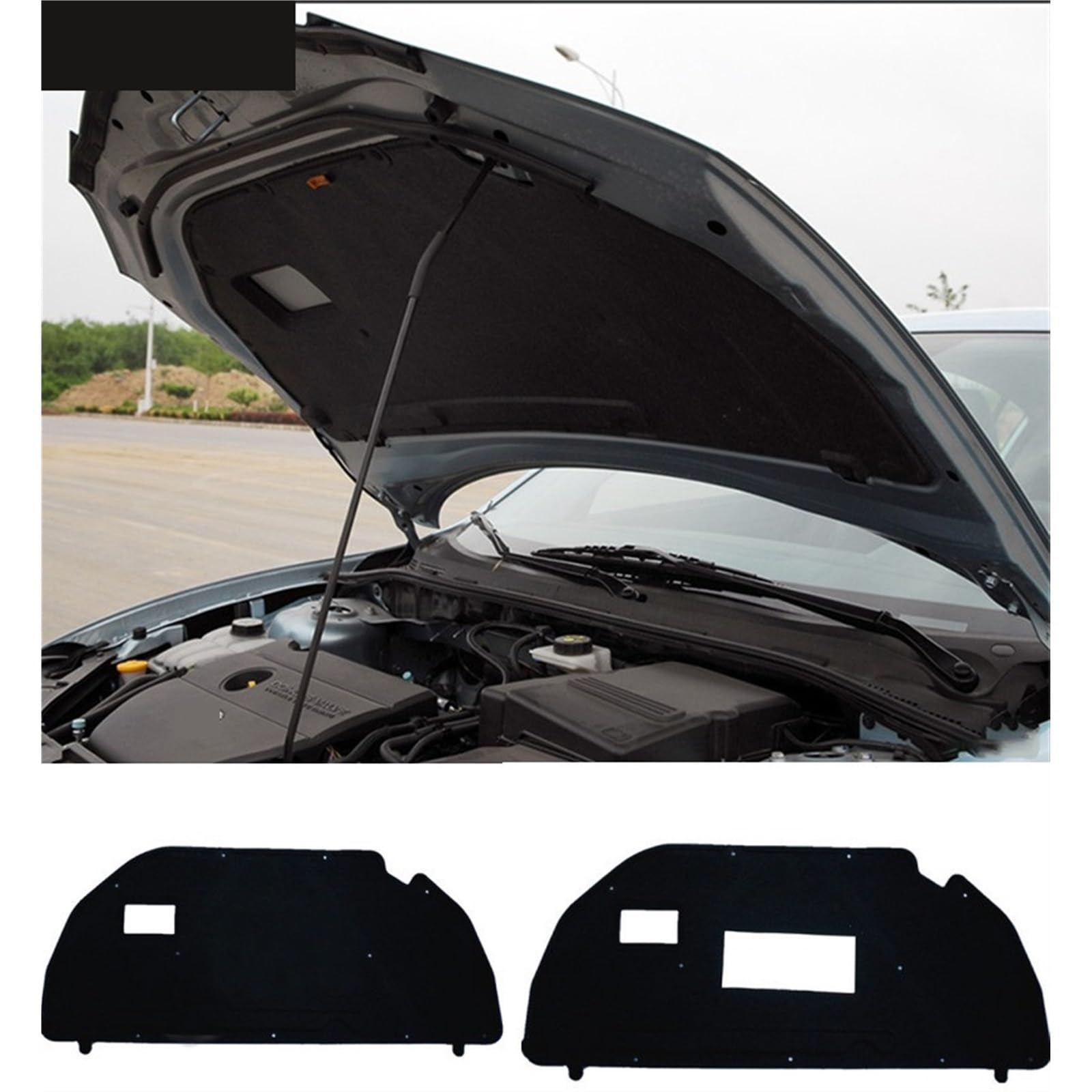 Sound Insulation Engine Soundproof Thermal Heat for Hood Compatible for 3 Sedan 2006 2007 2008 2009 2010 2012 2013(Color:1pcs Black)(with Aluminum foil)