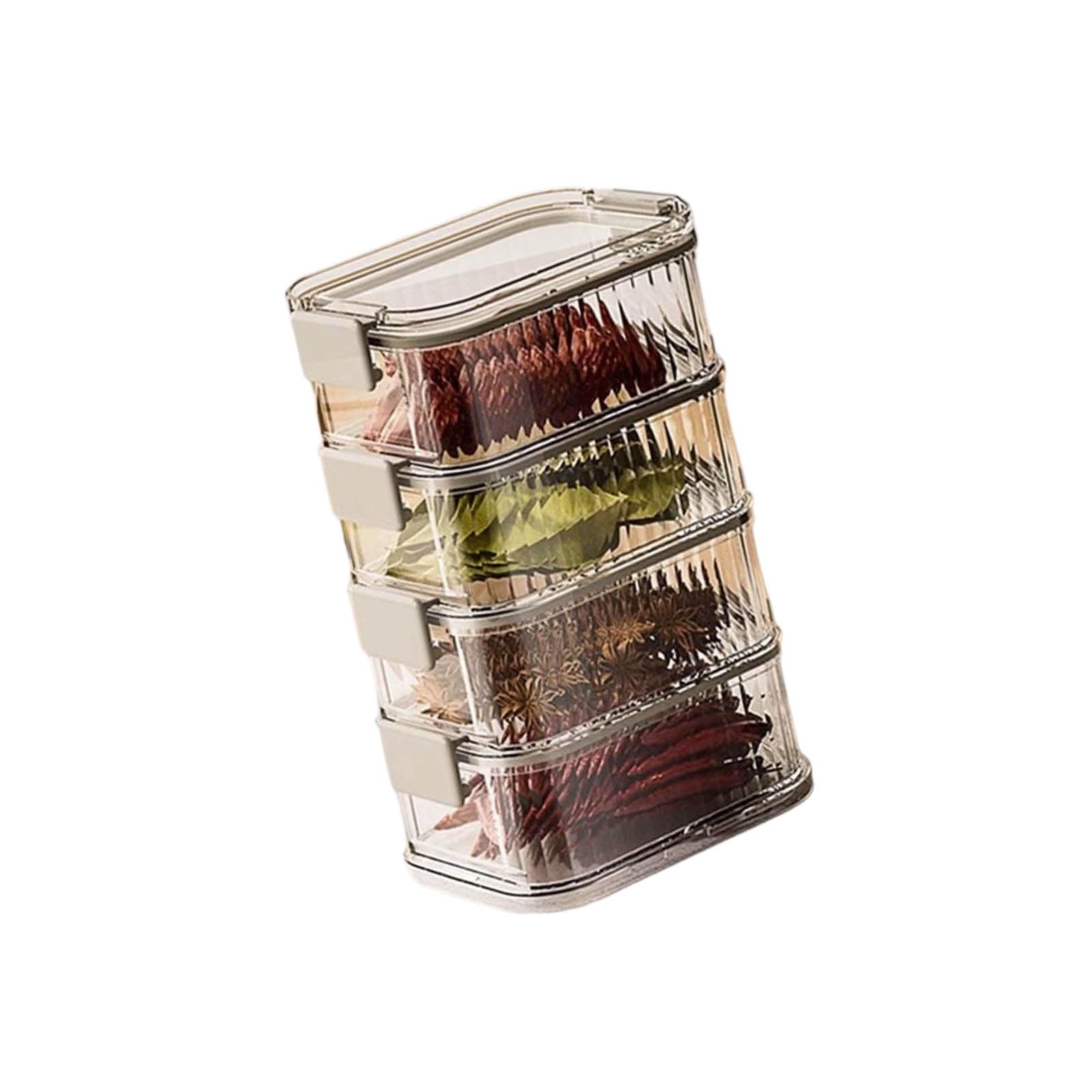 Ziddar 4-Tier Stacking Spices Container Leakproof Kitchen Storage Box For Dry Ingredients Space Efficient Seasoning Organization Tool Food Grade Dispenser