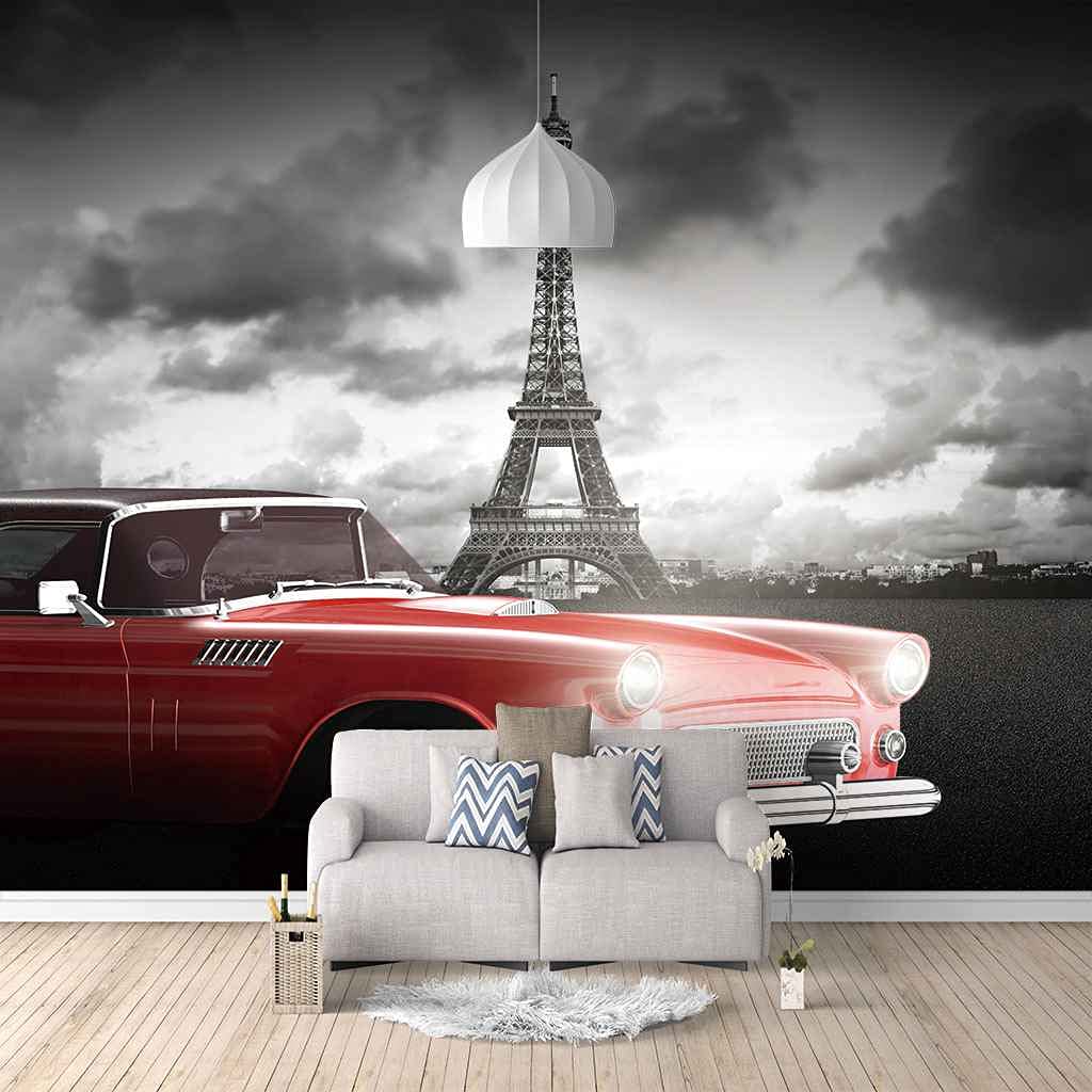 Papier peint photo voiture rouge 200x140 cm pour salon