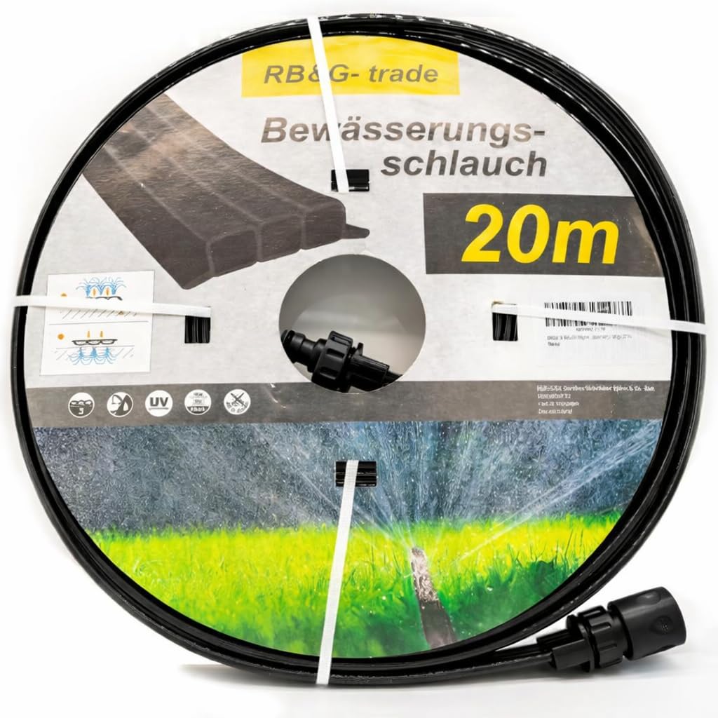 RB&G Beregnungsschlauch Bewässerungsschlauch / Sprühschlauch 20m schwarz inkl. Anschlüsse / sofort Startklar
