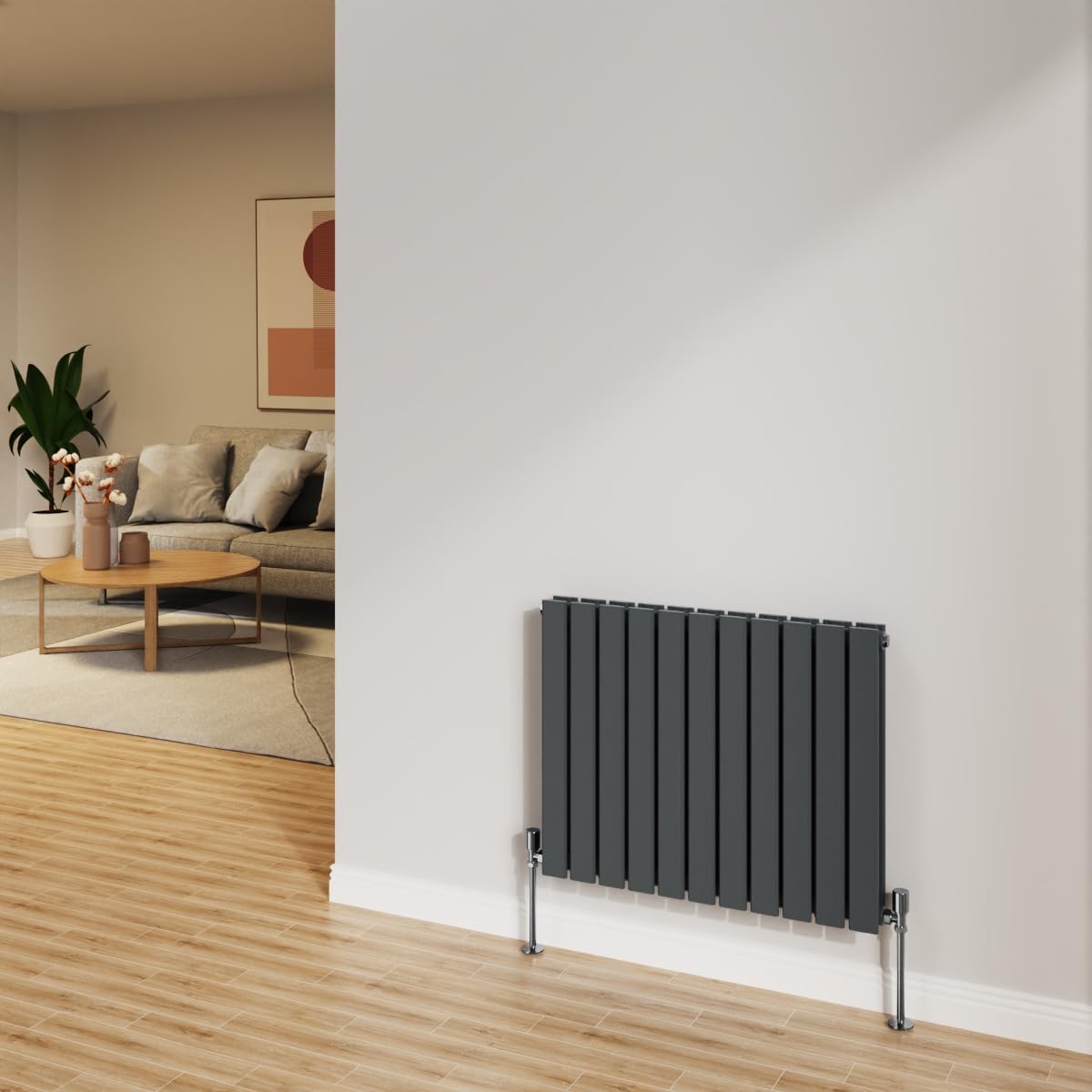 Nrg Anthracite 600X748mm Radiator Horizontal Flat Panel Double Radiator