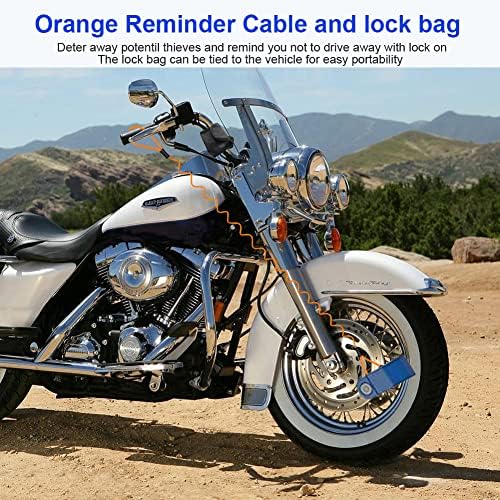 Cadinacy Bicycle Lock, Disc Brake Lock with Anti-Theft Alarm Sound 110dB Super Loud Waterproof Sturdy Security Wheel Disk Lock with Reminder Cable Universal for Bike Motorcycle Scooter