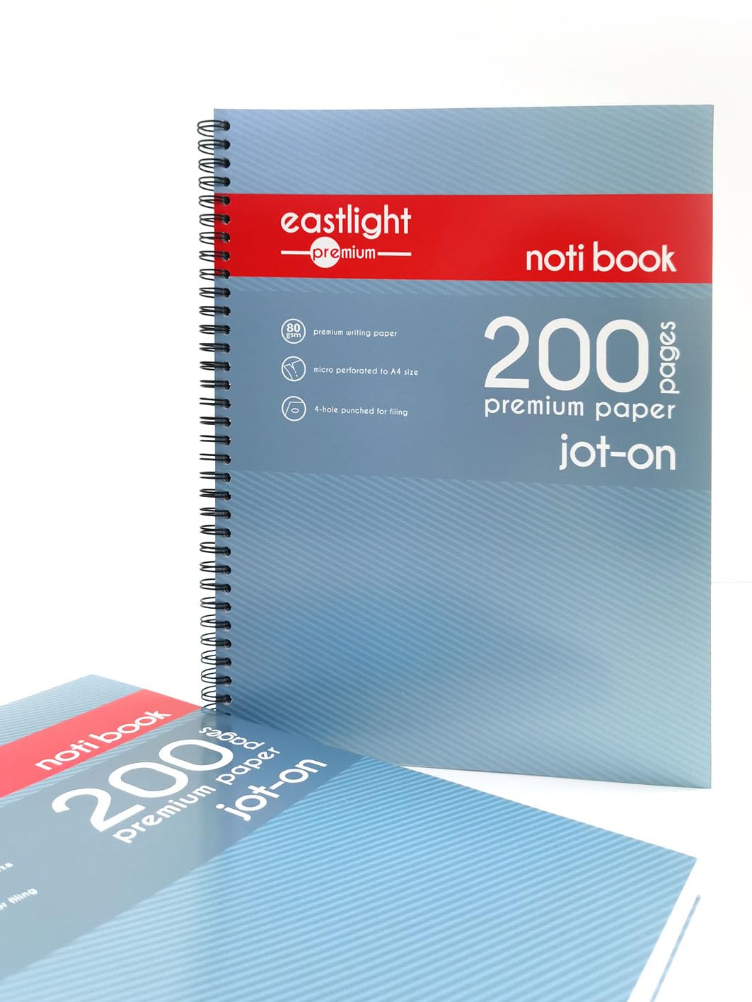 Noti A4 Jot-On Notebook Wirebound, Ruled & Perforated, 200 Pages, Cover Colour Metalic Blue, Pack of 3