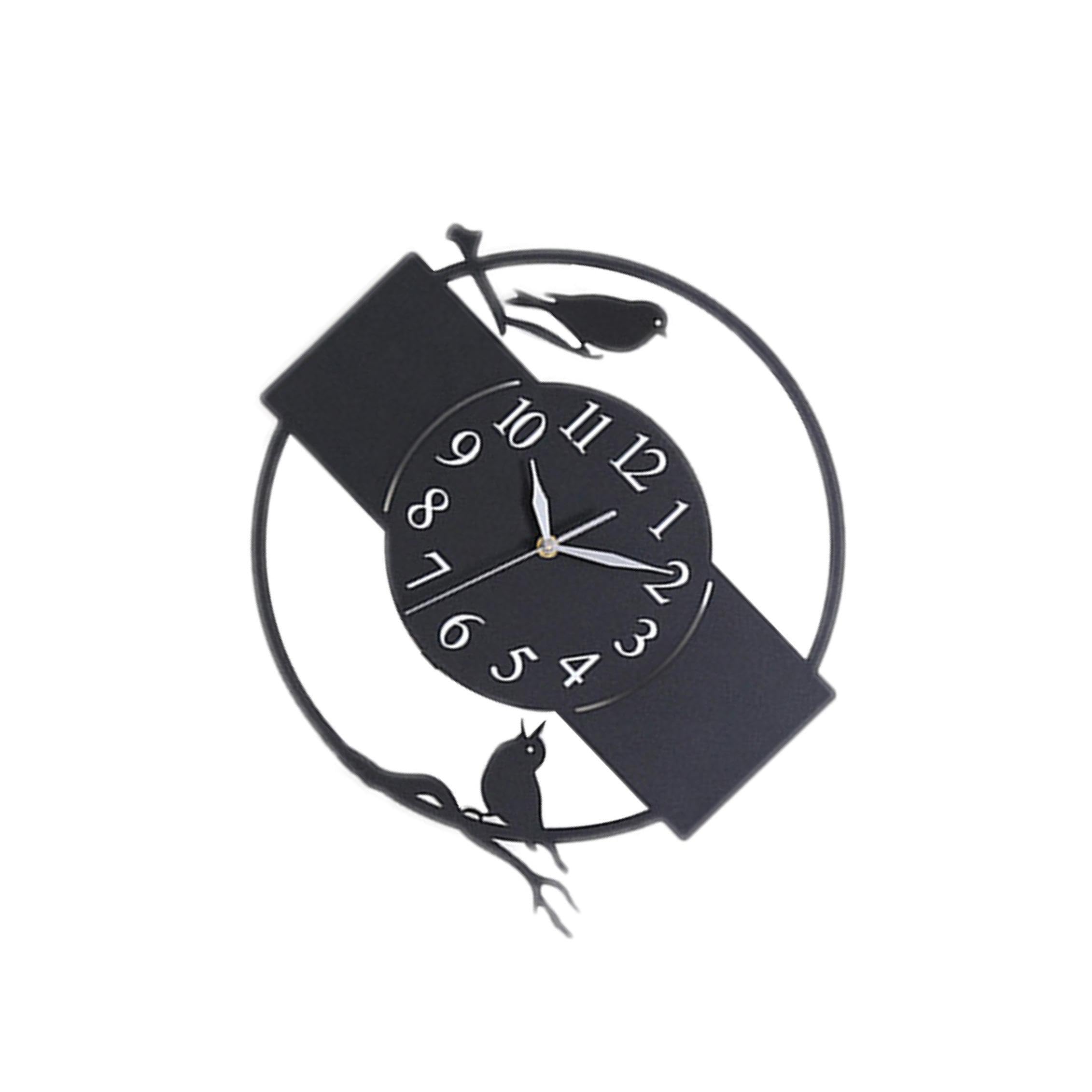 Horloge murale noire design moderne en forme d'animal pour la décoration du salon et de la salle à manger