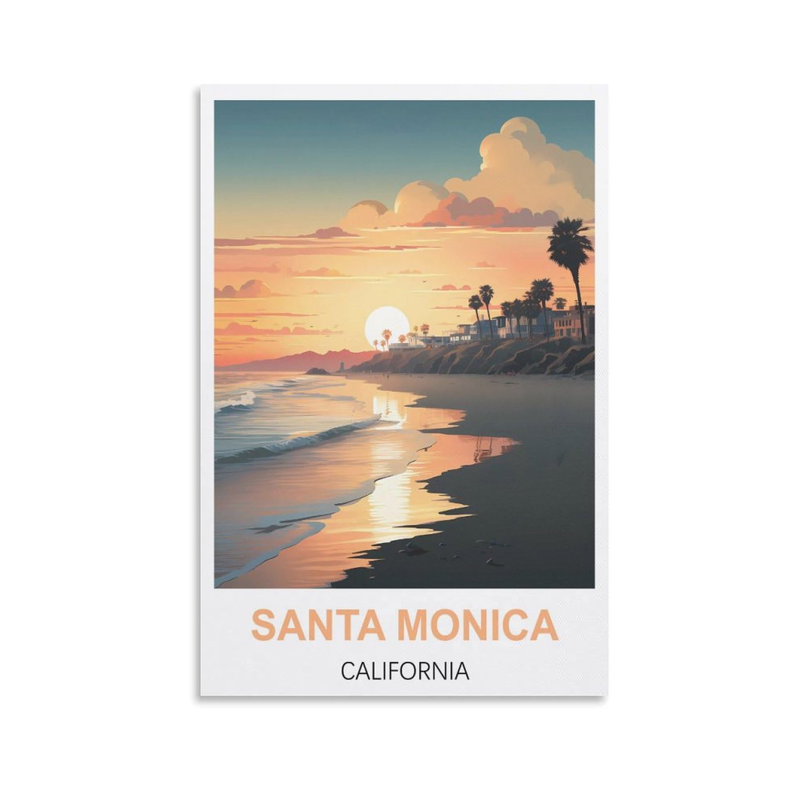 Metal Tin Sign,Santa Monica Californias,Ideal for Pub Shed Bar Office Man Cave Home Bedroom Dining Room Kitchen 15x30cm
