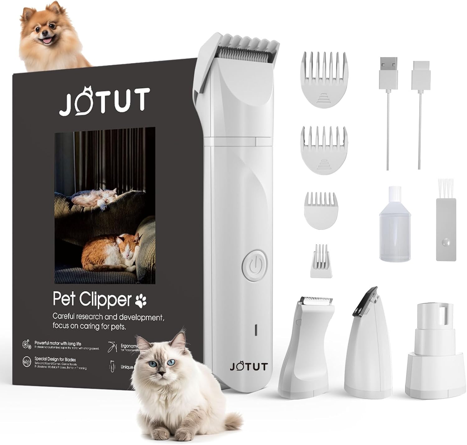 JOTUT Dog Clippers Low Noise Dog Grooming Kit Home Pet Hair Shaver with