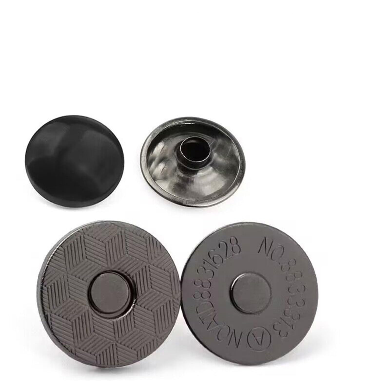 Magnetic Press Studs 10 Sets Metal Double Rivet Magnetic Clasps Buttons Fastener Bag Press Handbag Clothes DIY Accessories(Thin Gun Black,18mm)