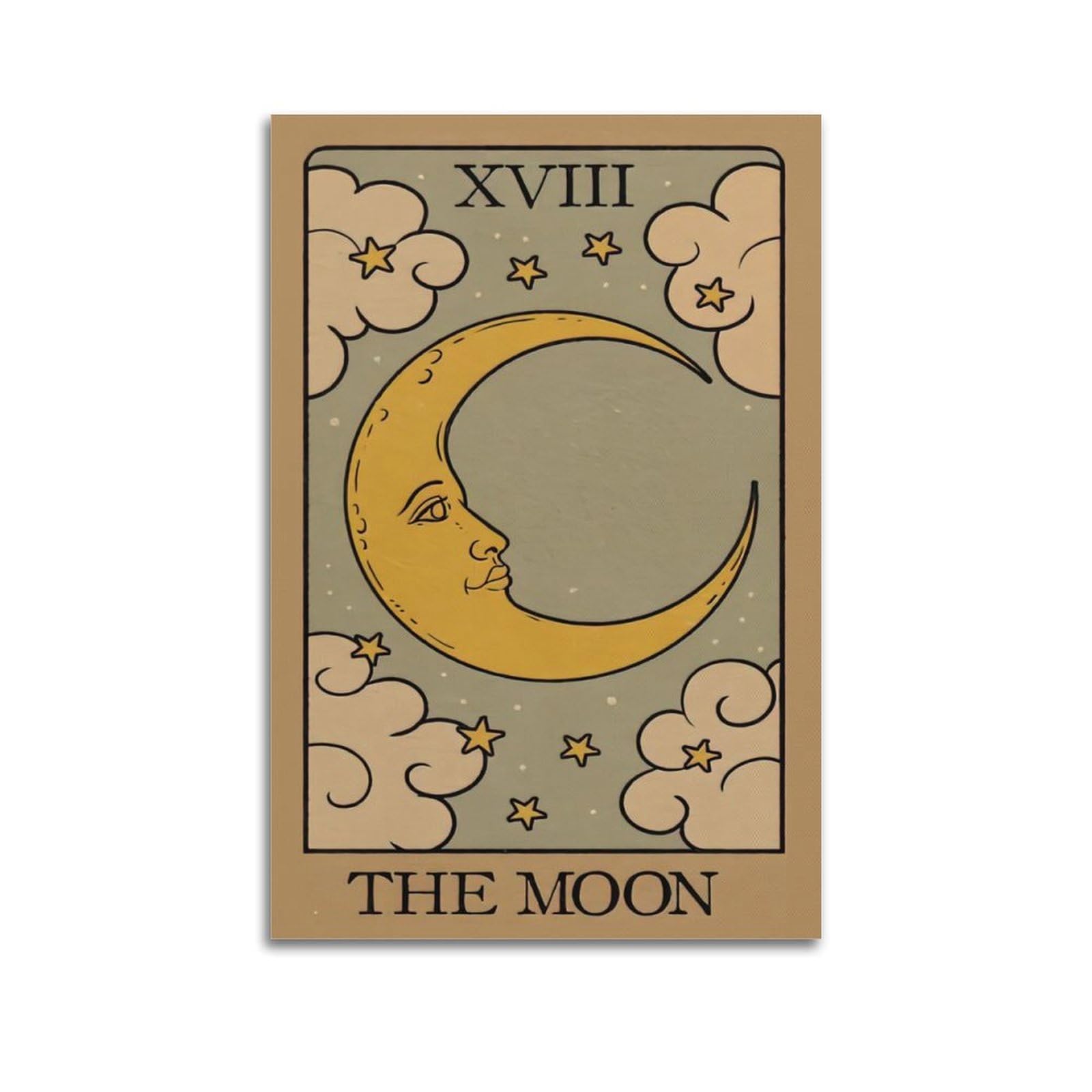 Set 2 Poster Tarocchi Su Tela 30x40 Cm - Sole, Luna E Gatto - Arte Da Parete Bohémien Hippie Per Cameretta E Soggiorno
