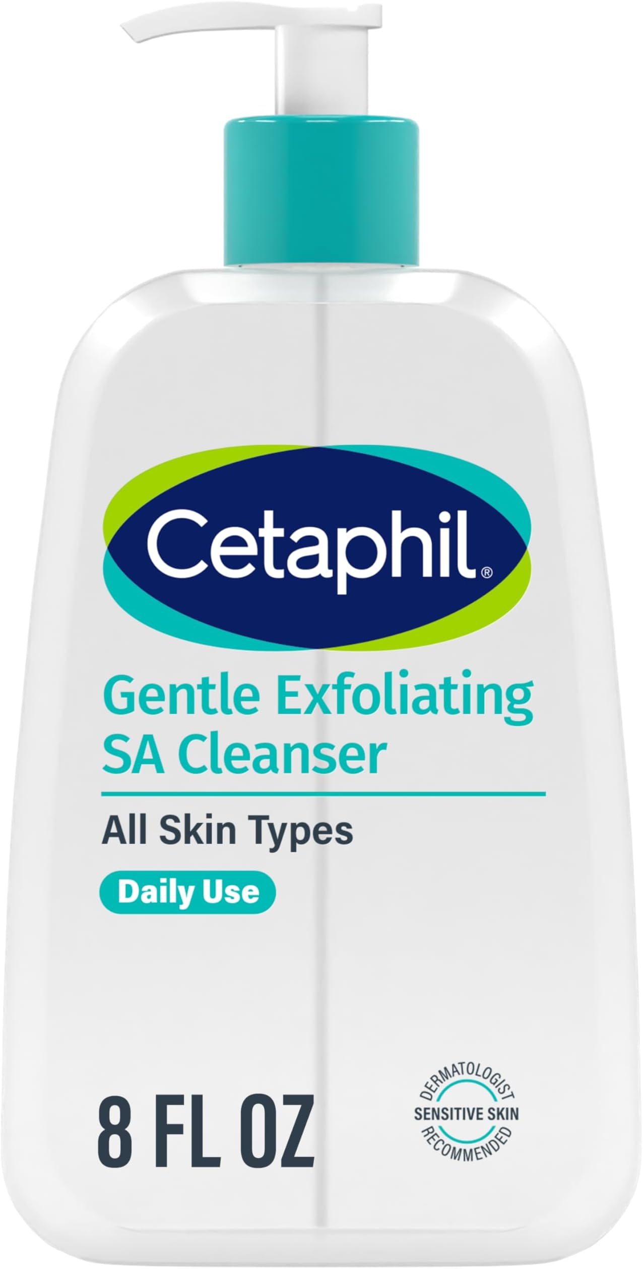Gentle Exfoliating SA Cleanser, Foaming Gel Cleanser for All Skin Types, 8 Oz Pump Bottle, Salicylic Acid, Mandelic Acid & Gluconolactone, Gently Exfoliates, Dermatologist Recommended Brand