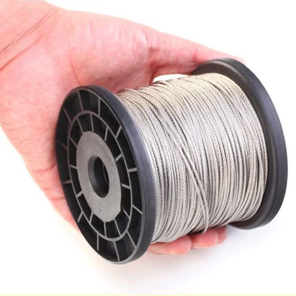MAHFEI Wire Rope, Flexible Stainless Steel Rope Netting Breaking Strength Steel Wire Clothesline Trellis Wires Animal Park Fencing DIY Decorative (Color : 2mm, Size : 1x12m)
