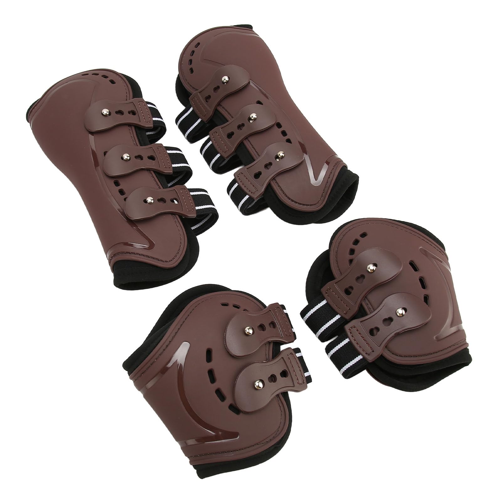 Stivali Leggeri Regolabili per Assorbimento degli Urti con Protezione per Le Gambe del Cavallo per Equitazione da Salto, 4 unità, Neoprene PU