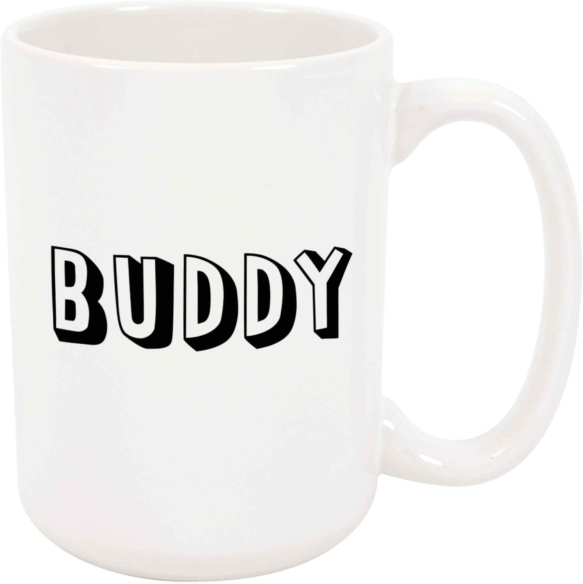Buddy Coffee Mug - Personalized Ceramic Cup with Name, Custom Mug, Customized Birthday/Christmas Gift, Holiday Present, Block Text, 11 Oz