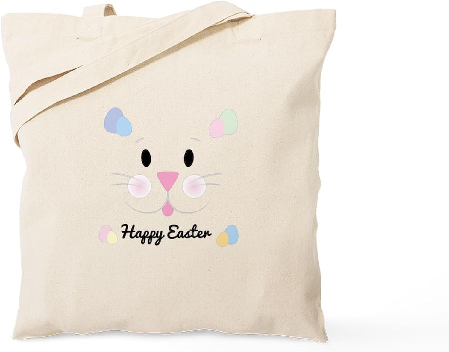 CafePress Happy Easter Tote Bag Reusable Natural Beige Canvas Shopping Bag