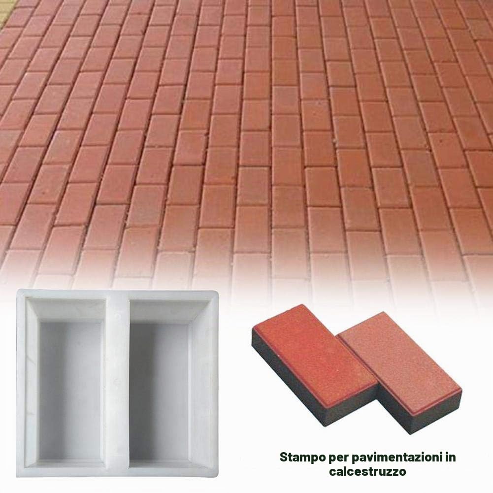 Set di 2 stampi per pavimentazione in mattoni per fai da te per calcestruzzo, corridoio, pietra, sentiero da giardino, pezzi di cortile