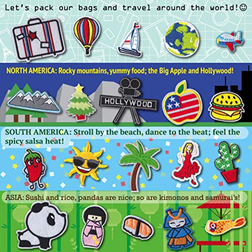 Heyazea 40Pcs Cool Kids Embroidered Iron On Patches Cute Sewing On Patches Appliques For Clothes Jackets Hats Backpacks Jeans; Children Boys Girls; Continent, America Europe Asia Australasia Antarctic #TOP1