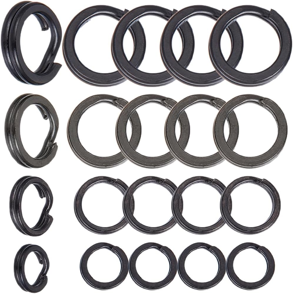 SUNNYCLUE 1 Box 240Pcs 4 Sizes Black Jump Ring 304 Stainless Steel Split Rings Bulk 5mm 8mm Small Metal Round Double Loop Link Rings for Jewelry Making DIY Bracelets Necklaces Keychain Supplies Women