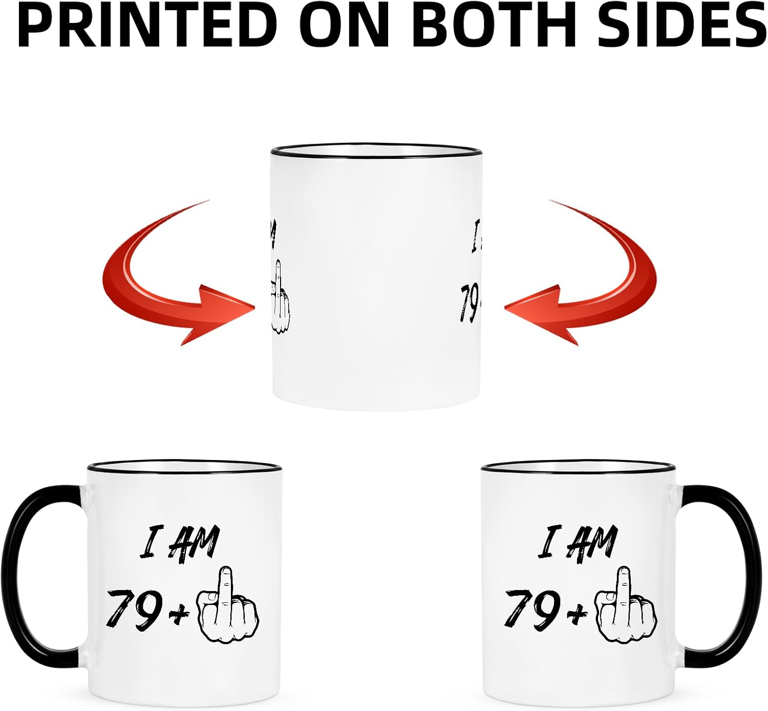 YHRJWN 80th Birthday Gifts for Women Men, I Am 79 Plus Middle Finger Coffee Mug, 80th Birthday Gifts Ideas for Best Friends, Grandma, Grandpa, Best 80 Year Old Gifts for Her Him, Novelty Cup, 11 Oz - Image 7