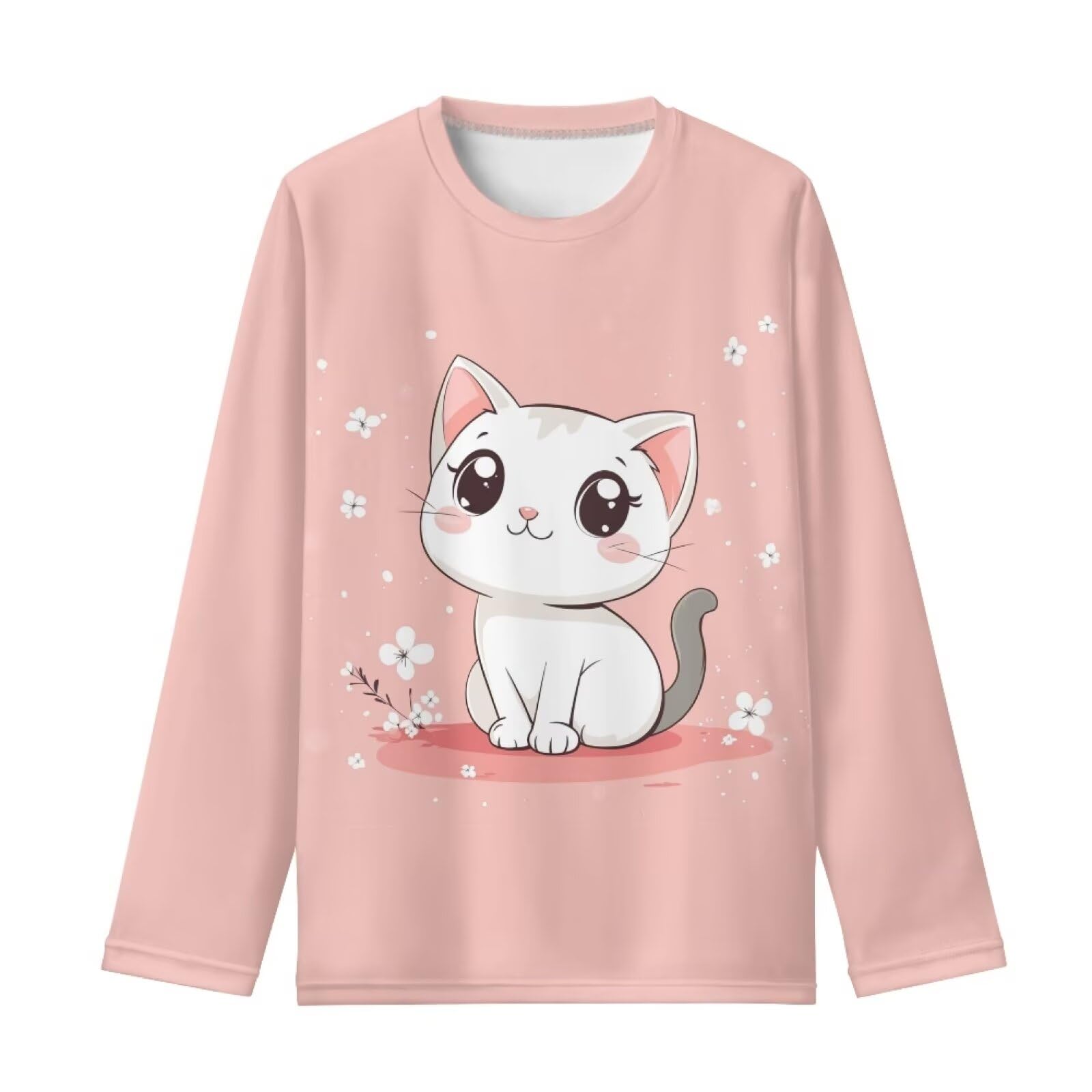 Girls Long Sleeve Shirt with Cute Graphic Casual Pullover Tops 3-16Y
