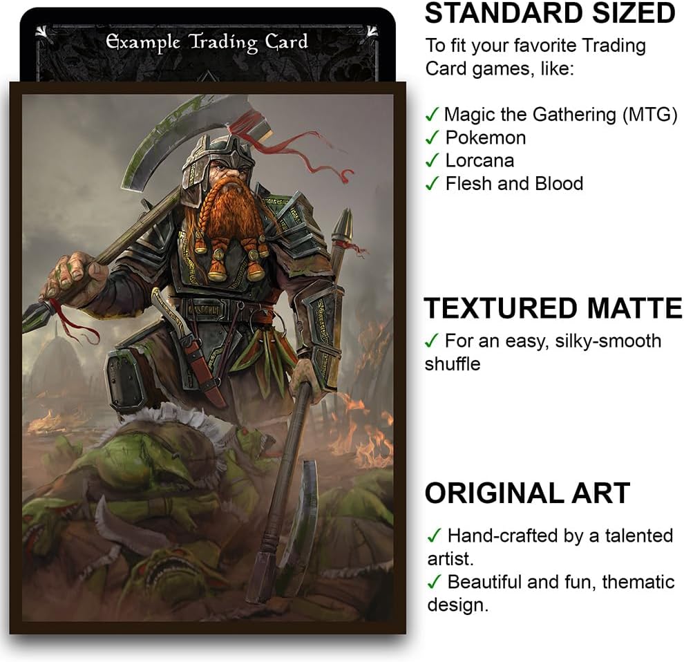 Fantasy North - Dhurigan - The Goblin Foe - 100 Textured Matte TCG Card Sleeves - Fits Magic MTG Commander Pokemon and Other Card Games - Playing Card Sleeves