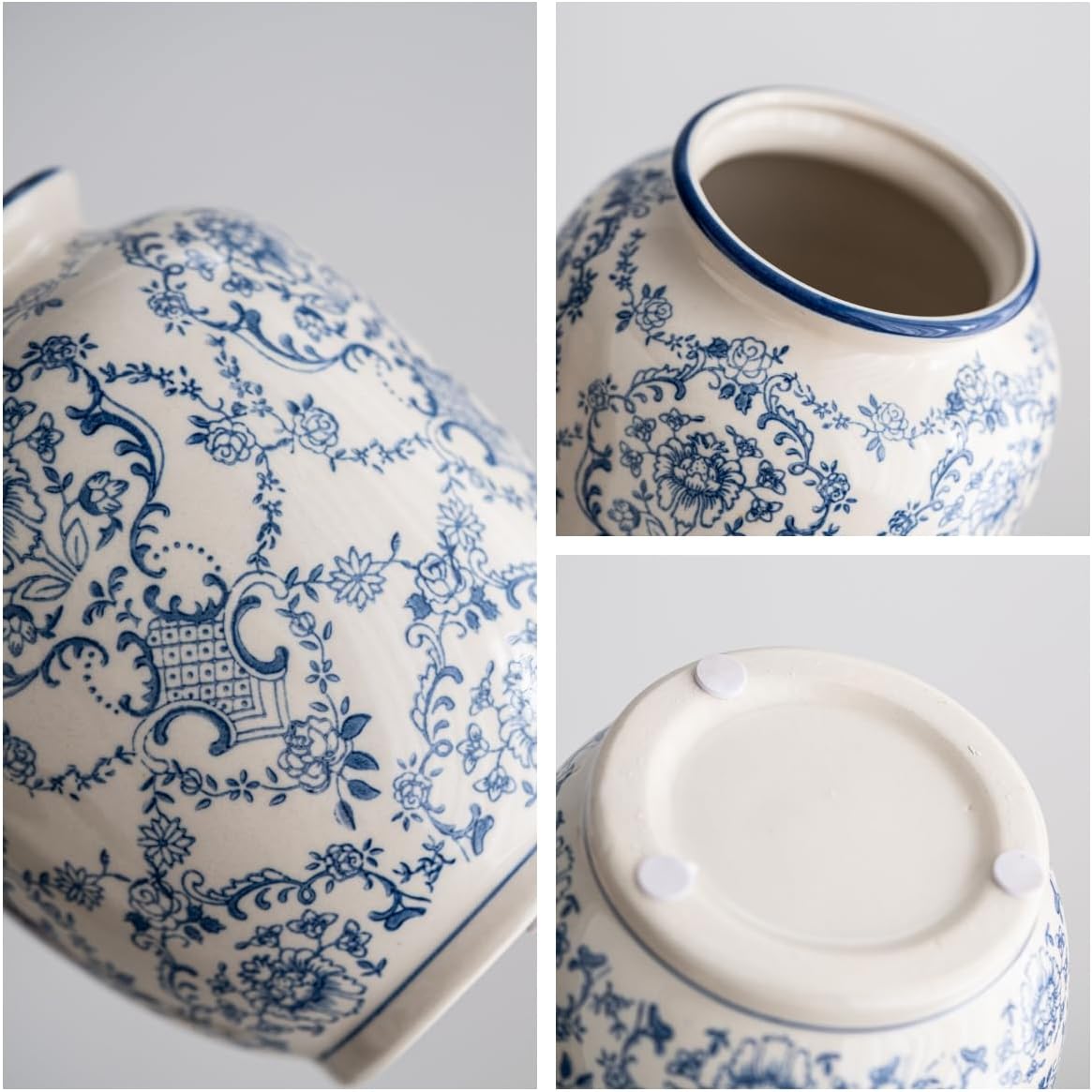 Blue and White Vase, Vintage Blue Ceramic Flower Vessel,Ceramic vases for Home Decor,Vintage Vase for Home Decor, Living Room, Shelf, Office, Rustic Table Centerpiece (Blue and white-01, Small) - Image 5