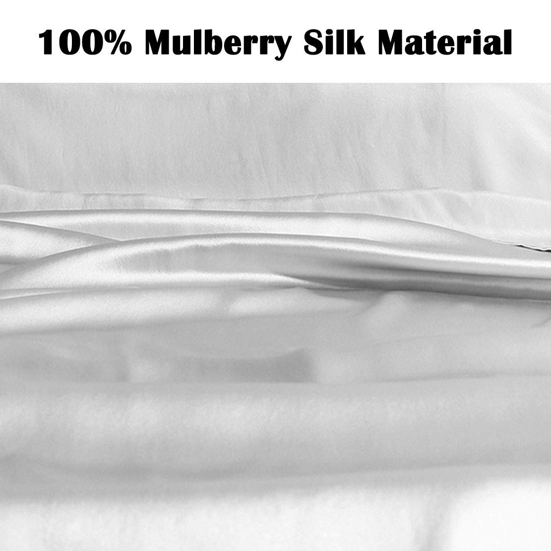 100% Maulbeerseide Schlafsack Liner - 19 Momme Seide Schlafsack - Leichtes Reise- und Campingblatt für Hotel und Reisen, Luxusbett Seidenblatt (Hellgrau, Einzelner Luxus - 105 x 220 cm)