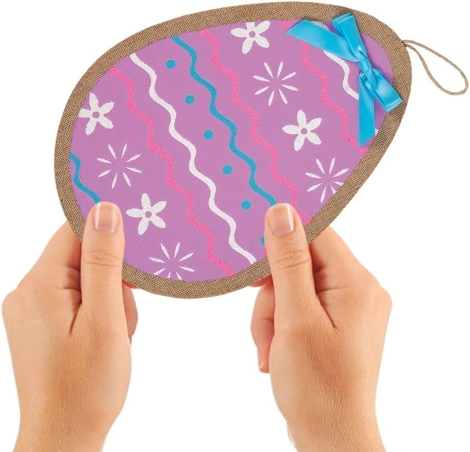 Fun Express Bright Easter Egg Burlap Door Sign - Rustic Easter Home Decor