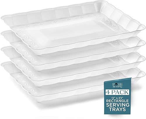 Miniatura 12 de Posh Setting Bandejas de Servir Negras Desechables - Bandejas de Plástico - Bandejas y Charolas de Plástico para Fiestas - Negro, Dorado