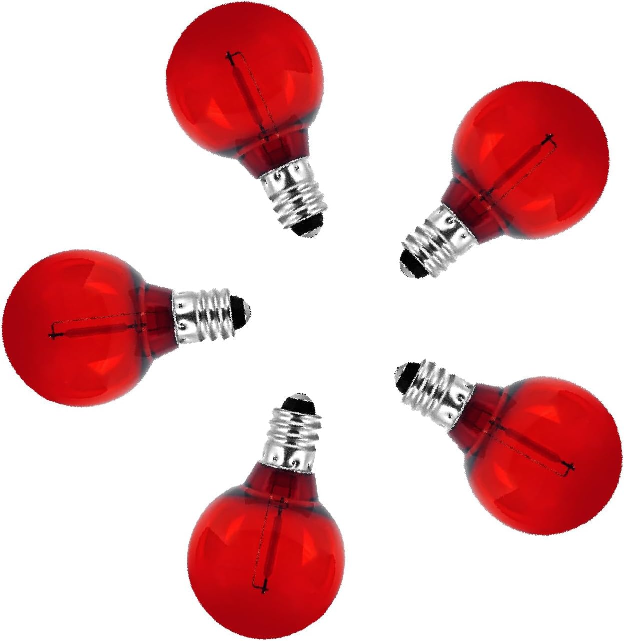 5 Pack G40 Warm White LED Replacement Christmas Light Bulbs,E12 Candelabra Base, Shatterproof Plastic, for Christmas Outdoor String Lights (5 PCS)