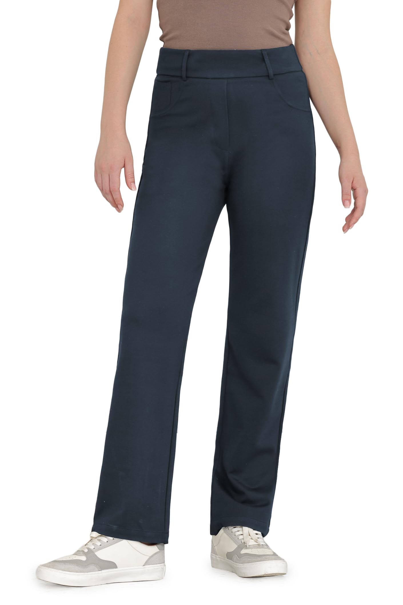 Womens Dress Pants Work Business Pants Tummy Control Office Straight Leg Professional Blue Trousers Regular 31" Inseam High Waisted Ladies Slacks