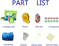 Vista 6 de Casa inflable con tobogán, castillo hinchable con soplador y casa de pelotas, juego de dos objetivos de dardos