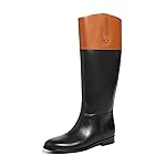 Tory Burch Women's Riding Boots 55mm, Perfect Black/Bourbon, 5.5 Medium US