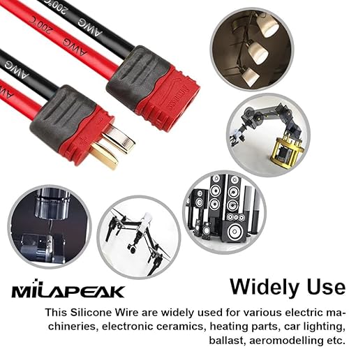 16 Gauge Silicone Wire Spool 50 Feet, Ultra Flexible High Temp 200 Deg C 600V 16 Awg Stranded Wire With 252 Strands Of Tinned Copper Wire, 25 Ft Black And 25 Ft Red Wire For Model Battery By Milapeak #TOP6