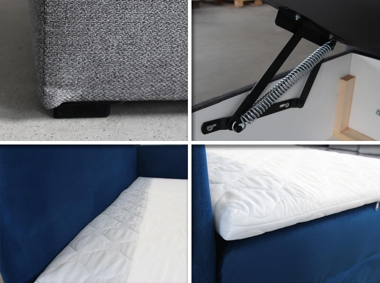 Sofnet Boxspringbett Flame mit Bettkasten - Einzelbett mit Bonell-Matratze und Topper, Polsterbett, Universelle Bettseite, Bett, Schlafzimmer, Kinderzimmer (Grau (Paros 05), 90 x 200 cm)