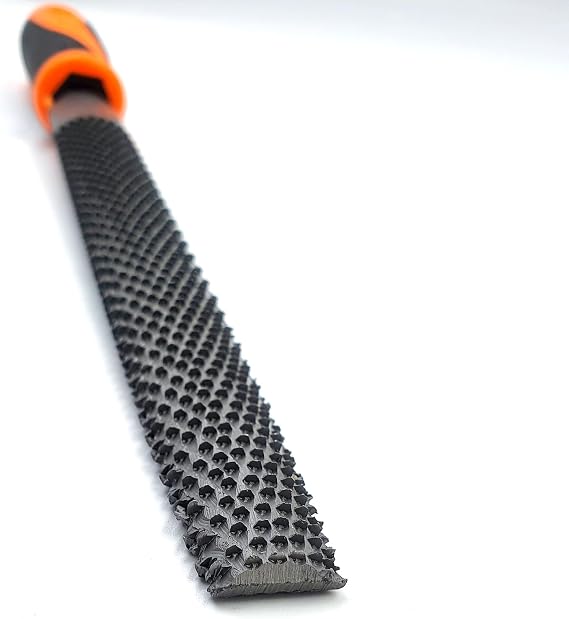 Edward Tools Harden 8 Half-Round Rasp Woodworking File with Rubber Handle - Heavy Duty Carbon Steel - Great for Rapid Removal of Material - Tool is 12 Long with Handle