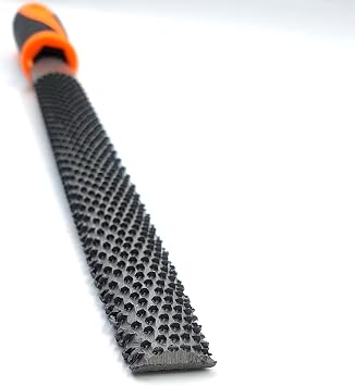 Edward Tools Harden 8 Half-Round Rasp Woodworking File with Rubber Handle - Heavy Duty Carbon Steel - Great for Rapid Removal of Material - Tool is 12 Long with Handle