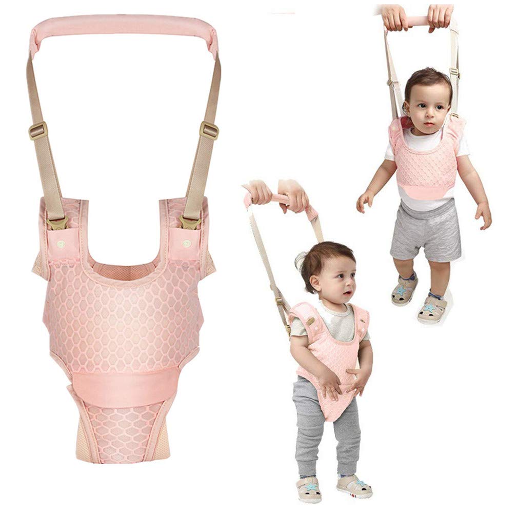 Baby Harness Belt for Toddler, Adjustable Handheld Stand Up and Walking Baby Walker Safety Harnesses, Pulling and Lifting Dual Use Infant Toddlers Walking Assistant Strap (Pink)