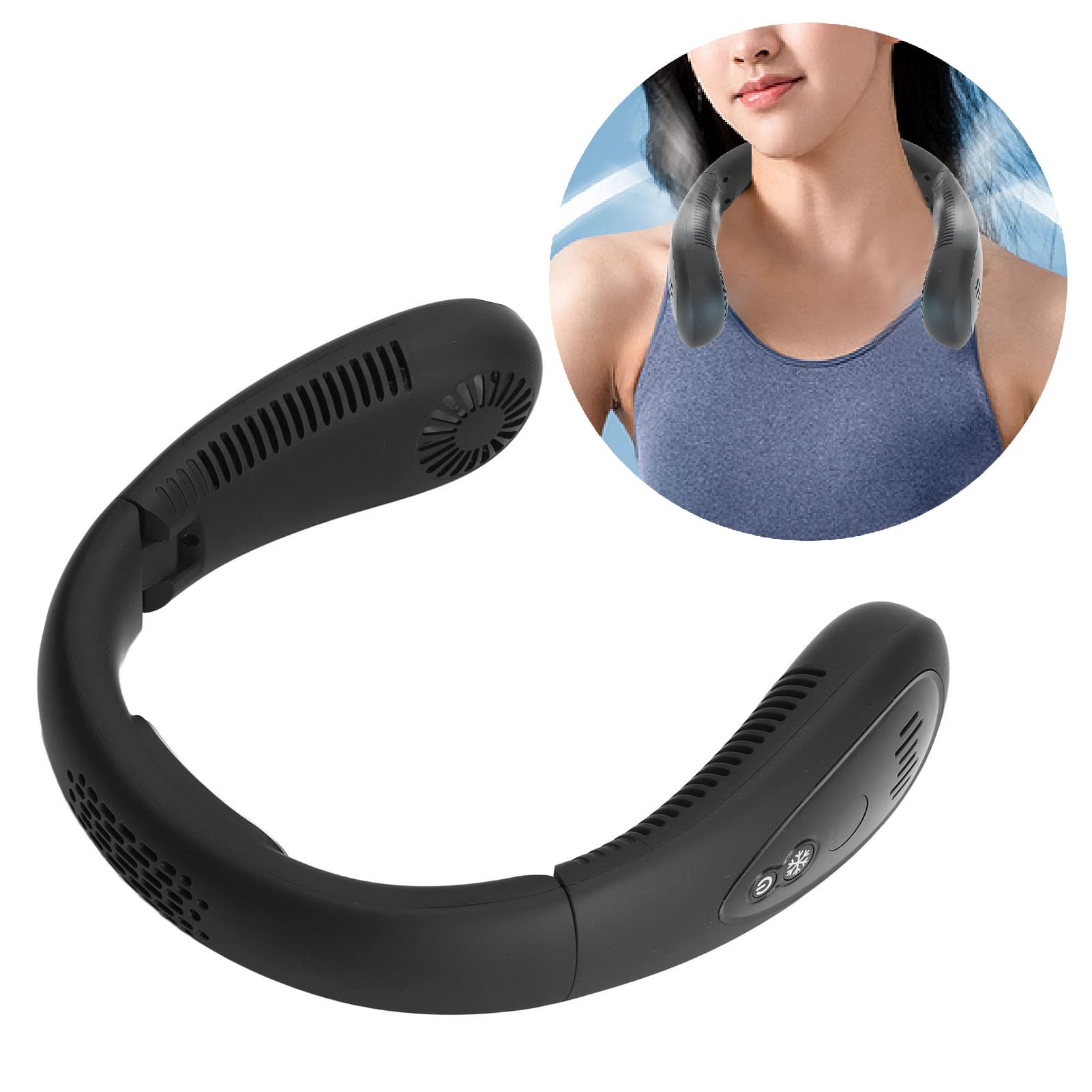 Ventilatore da Collo, 5000mAh Display LED Ventilatori da collo Pieghevoli Portatili Ricaricabili, Regolazione a 3 Velocità Ventilatore Personale a Mani Libere, Alimentato Tramite USB, Ventilatore da C