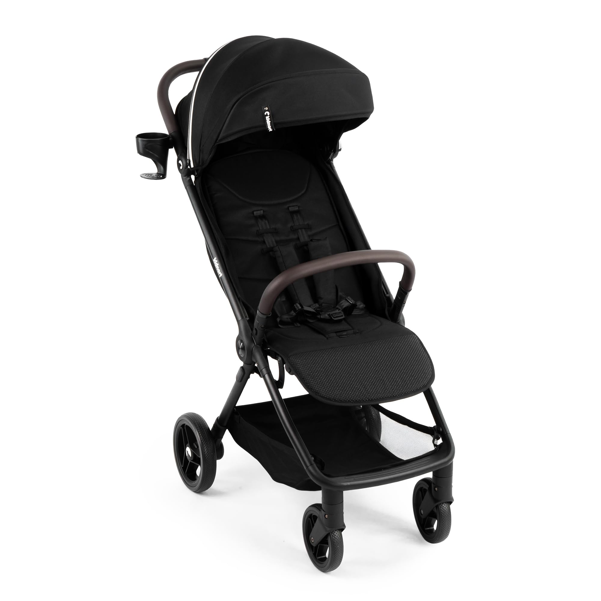 Snøugle Reisebuggy leicht faltbar mit Liegefunktion, Einhand-Faltung, bis 22 kg, 5-Punkt-Gurt, Federung, Verdeck Schwarz