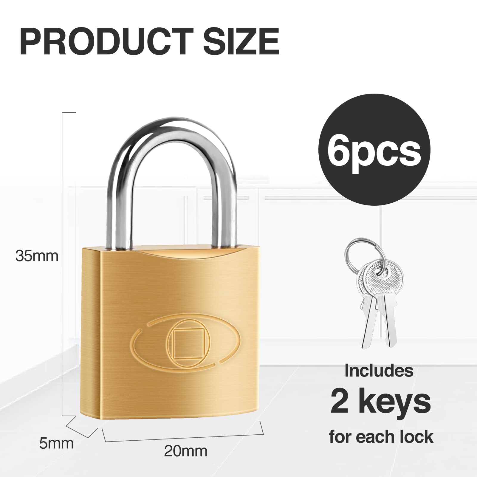 6 Pezzi Lucchetti Mini Con Chiave - Per Valigie, Armadietti, Zaini E Cassetti - 20mm