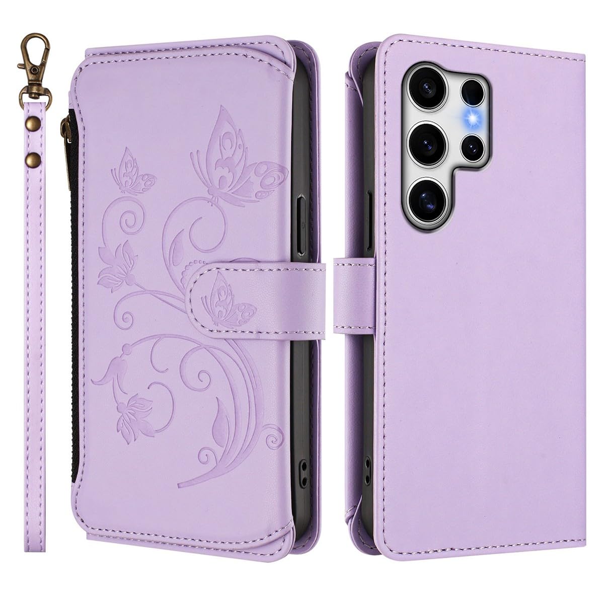 Étui compatible avec Samsung Galaxy S25 en cuir à rabat violet - 8