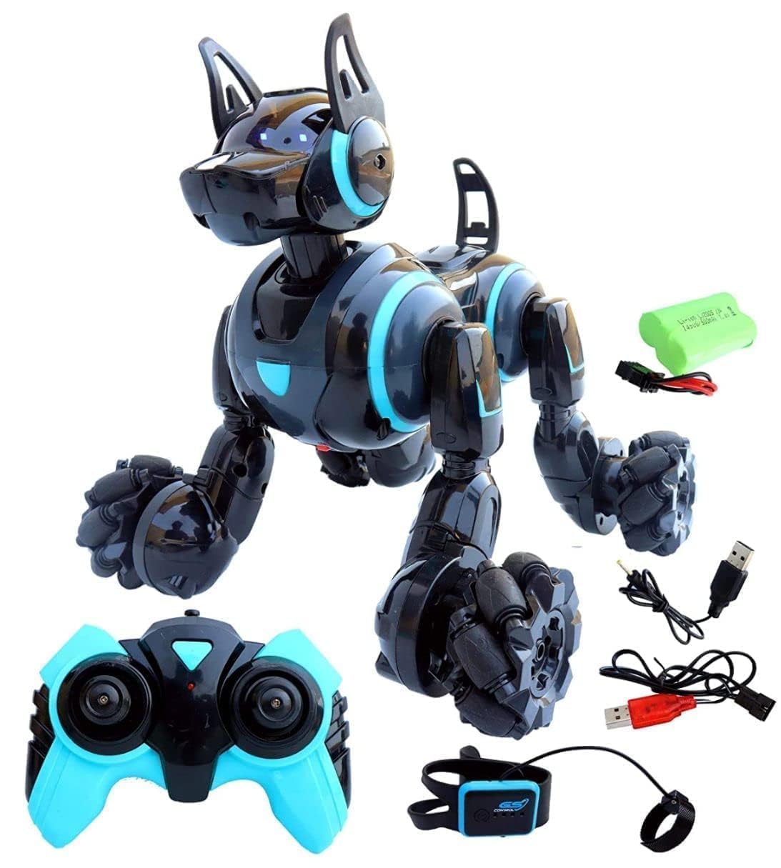 Pihura Stunt Robot Dog - 2.4G Intelligent RC Remote Control Dog with Inductive Function, Lights & Sounds - USB Rechargeable Pet Toy 1