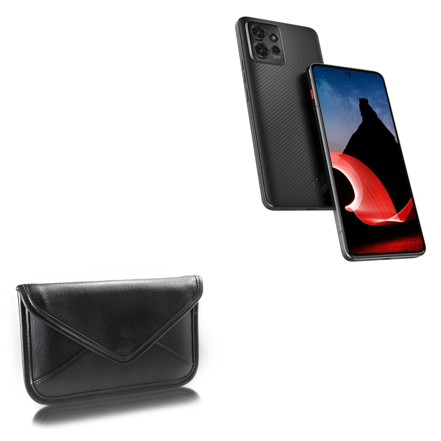 BoxWave Case Compatible with Motorola ThinkPhone - Elite Leather Messenger Pouch, Synthetic Leather Cover Case Envelope Design - Jet Black