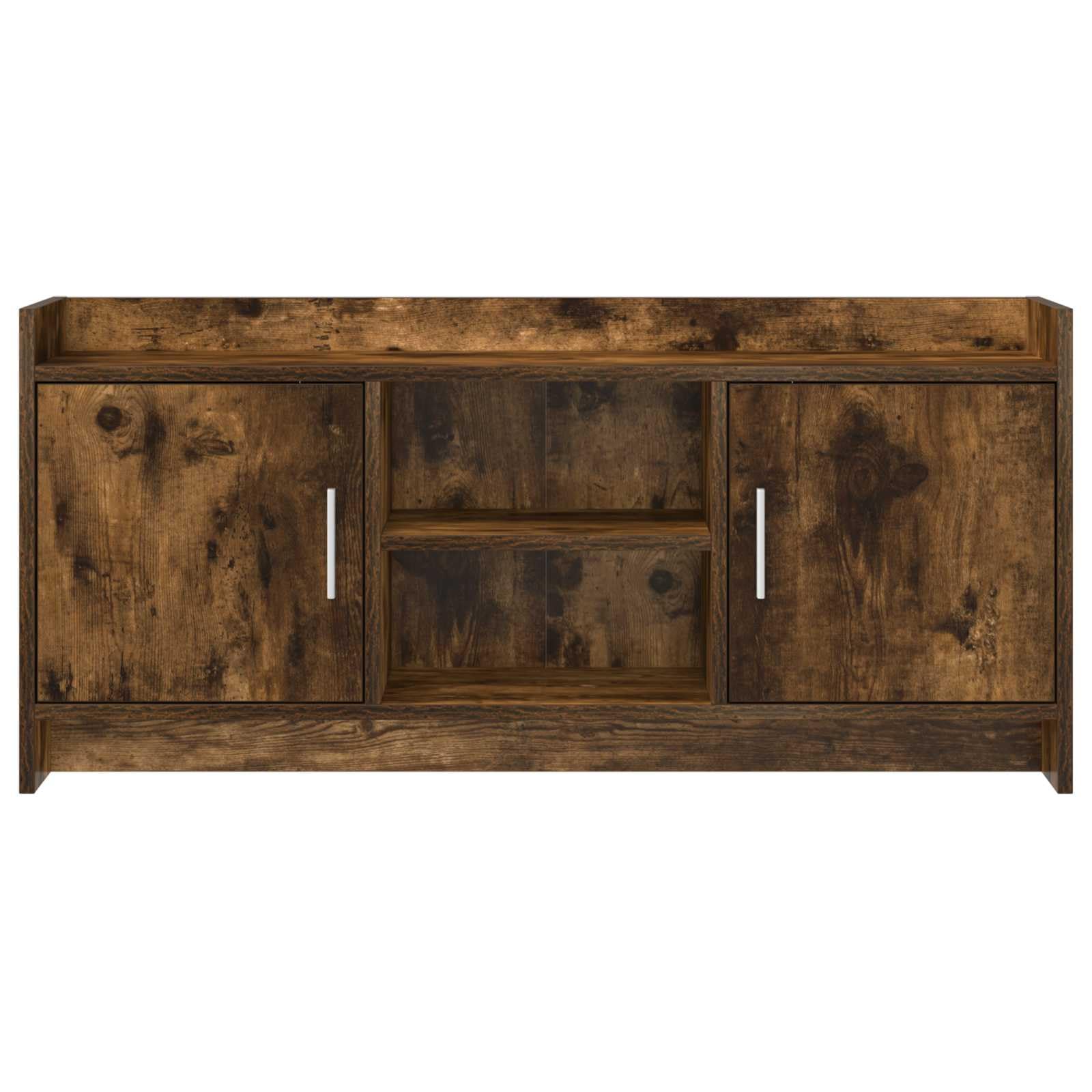 Mobile TV 102x33x47 cm Rovere Fumo Legno Ingegnerizzato | Mobiletto basso con 2 ante e 2 ripiani per soggiorno, ideale per organizzare decoder e console da gioco.