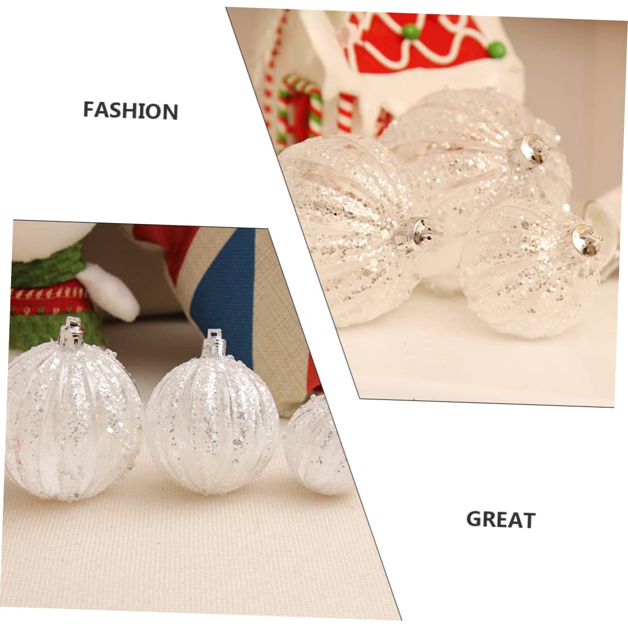 18stücke Glitzernde Kürbisform Weihnachtsbaumkugeln Transparente Weihnachtsdekoration Für Festlichkeiten Und Wohnzimmer Leichte Langlebige Ornamente