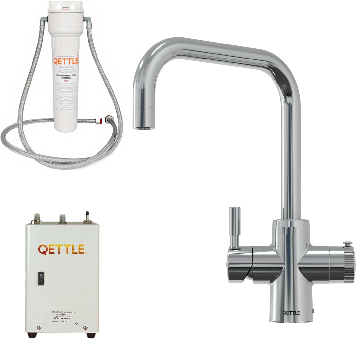 QETTLE Original Square Spout Boiling Water Tap (Chrome, 2 Litre Boiler)